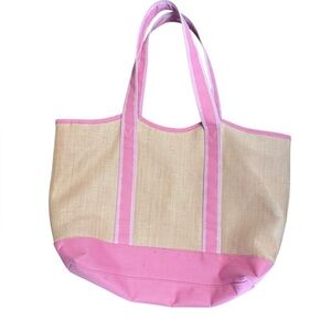 Pink Tote Bag Neutral Purse Beach Shopping Preppy